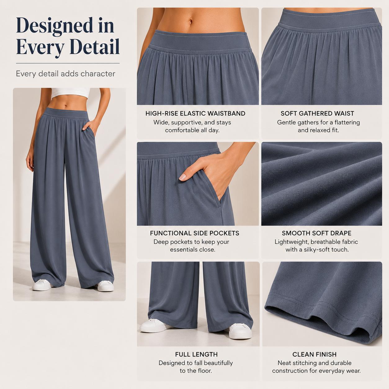 Women’s High Waisted Wide Leg Lounge Pants with Pockets – Lightweight Stretch Casual Yoga Workout Travel Pants Women’s High Waisted Wide Leg Lounge Pants with Pockets – Lightweight Stretch Casual Yoga Workout Travel Pants