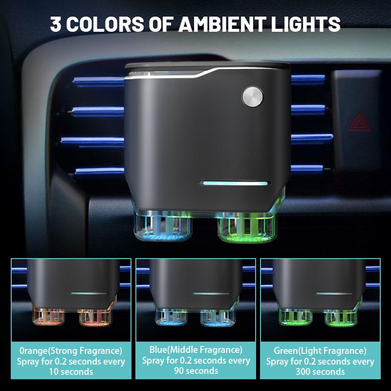 New Car Air Freshener Diffuser, Dual Sprayer Car Aroma Diffuser with 4/8 Essential Oils,Car Interior Accessories,Luxury Aromatherapy Gift Woody Fruity Aromatic