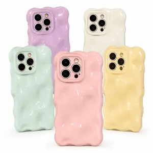 Soft Silicone Candy Cloud Wave Pattern Phone Cases For iPhone 17Air 17 16 15 14 13 Pro Max Plus Shockproof Bumper Back Cases Cover