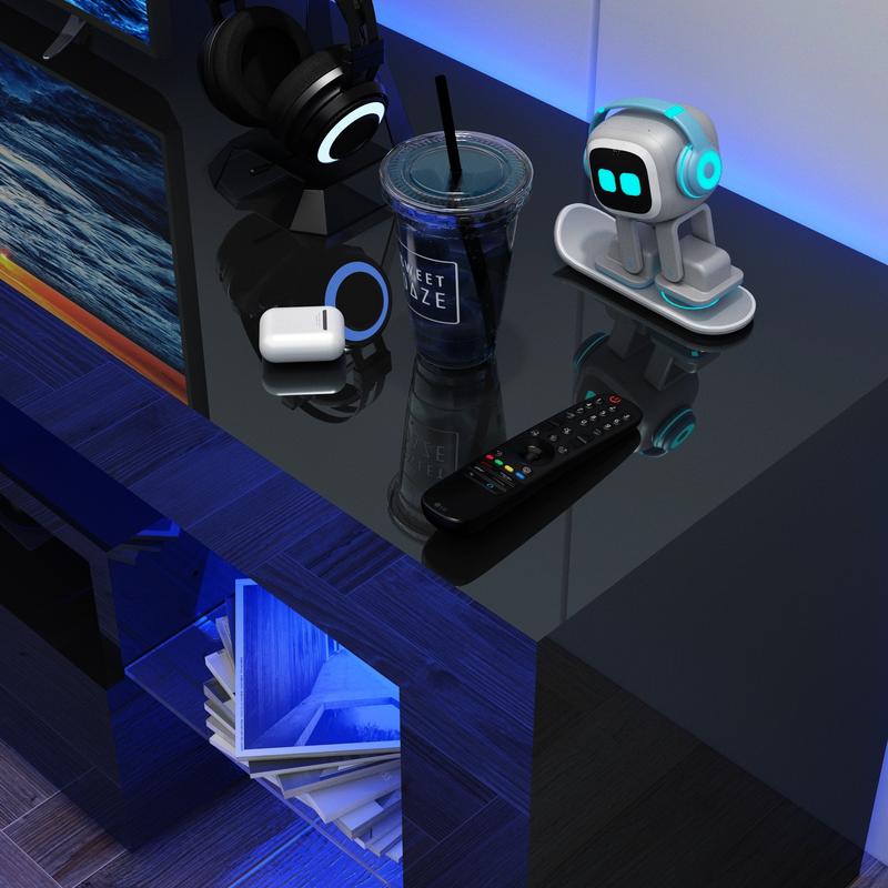 70in LED TV Stand for 75/80 inch TV, High Glossy Modern Entertainment Center with Drawer and Open Shelf, Television Table Center Media Console for Living Room, White/Black 70in LED TV Stand for 75/80 inch TV, High Glossy Modern Entertainment Center with Drawer and Open Shelf, Television Table Center Media Console for Living Room, White/Black