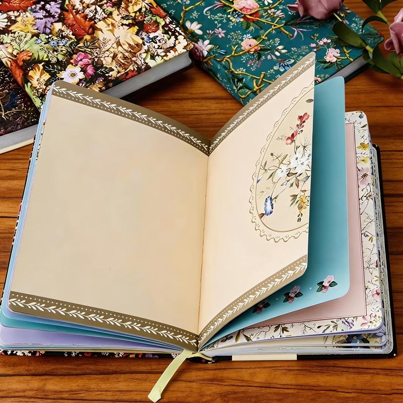 1, A5, 256 pages, Vintage Floral Hard Cover Notebook, Colorful Inside Pages, Laser Engraved Hard Cover Diary, Scrapbooking, Drawing and Diary, School Office Supplies, Gift Ideas for Women, Hardcover Sketchbook, Hardcover Journal