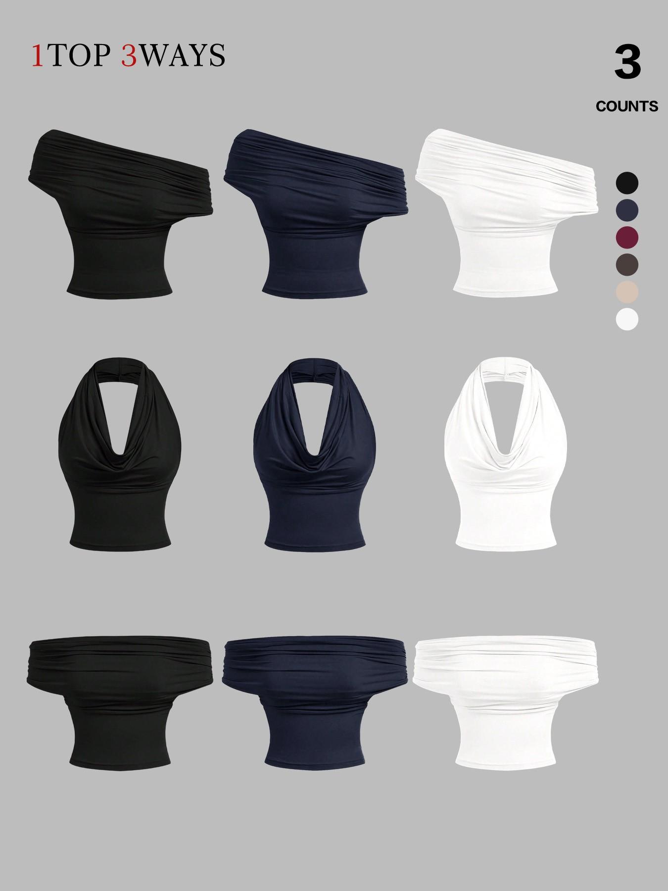 Women's Three-Way Convertible Sleeveless Vest Top, Slim Fit Design, Ideal for Daily Wear & Stylish, Perfect for Trendy Looks