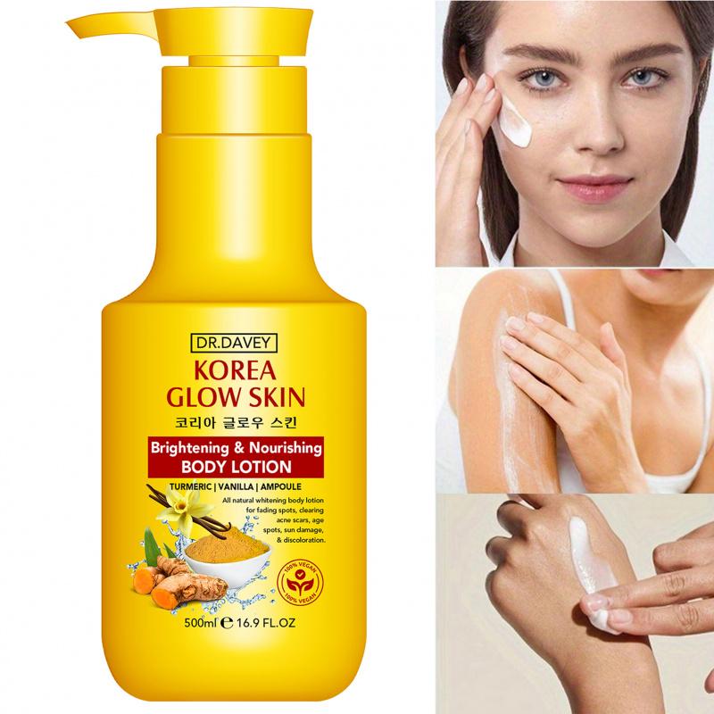 500ML DR.DAVEY Turmeric Body Lotion Large Capacity Four Seasons Moisturizing, Hydrating and Refreshing, Non greasy and Fragrant Body Lotion for the Whole Family for Body, Face, Hand,Foot,travel,gifts for women, friends, and family members