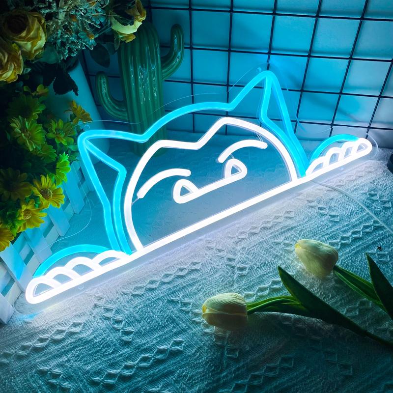 Cute Snorlax-patterned neon sign, USB-powered Snorlax neon light, dimmable neon sign, Decorative neon light, suitable for bedrooms, homes, man caves, game rooms, and restaurants.