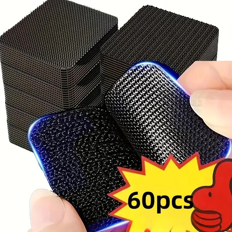 60 Pcs/30 Pairs Strong Adhesive Magic Tape for Sofa Cushion Fixing, Dual-Sided Bed Rug Foot Pad, Non-Slip Invisible Stick