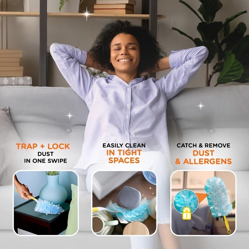 10 pieces of electrostatic, single-use dust removal devices with feather dusting heads and glass fiber brushes – convenient for cleaning electronics, furniture, ceiling fans, bedrooms, kitchens, and rooms (excluding the handles) Disposable Dusters