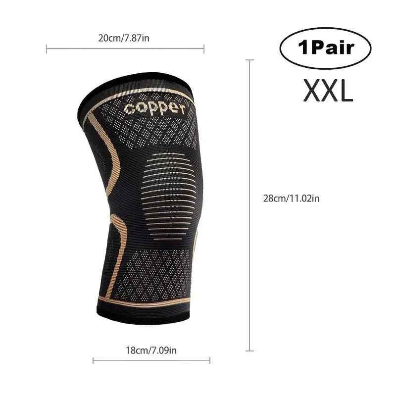 2-Pack Copper Compression Knee Pads for Sports, High Elasticity Anti-Slip, Breathable Knit, Supportive and Flexible, Ideal for Outdoor Activities