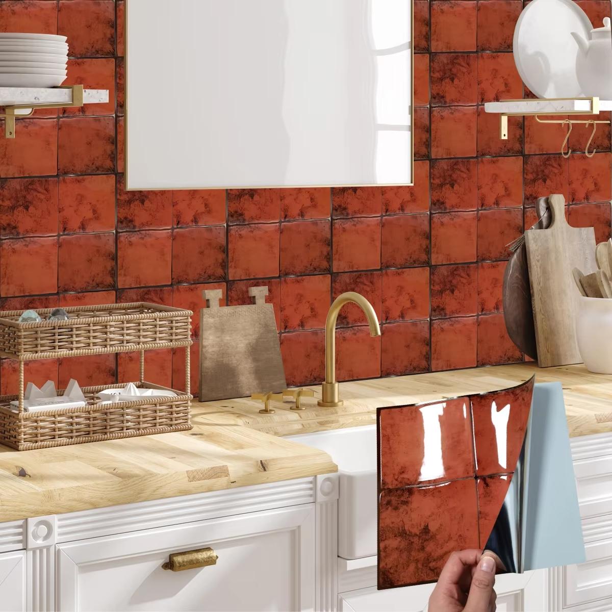 10-Sheets/20-Sheets Peel and Stick Backsplash Tiles, Kitchen Bathroom Square Self Adhesive Wall Tile, Checkerboard Mosaic Stickers