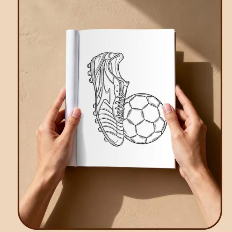 New Bestselling A4 Football Shoe Theme Coloring Book, Thickened Coloring Album, Picture Filling Book, Creative Activity Workbook