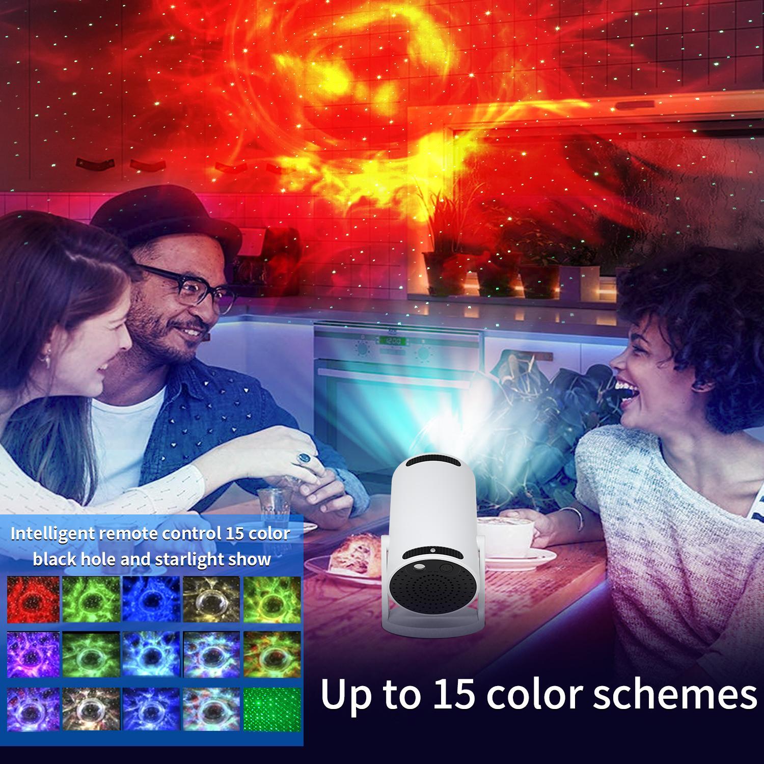 Mini cannon portable starry sky projector, galaxy projector, adjustable night sky color, portable indoor and outdoor projector, built-in remote control timing, support Bluetooth connection, suitable for bedroom rest, ceiling projection, home entertainment