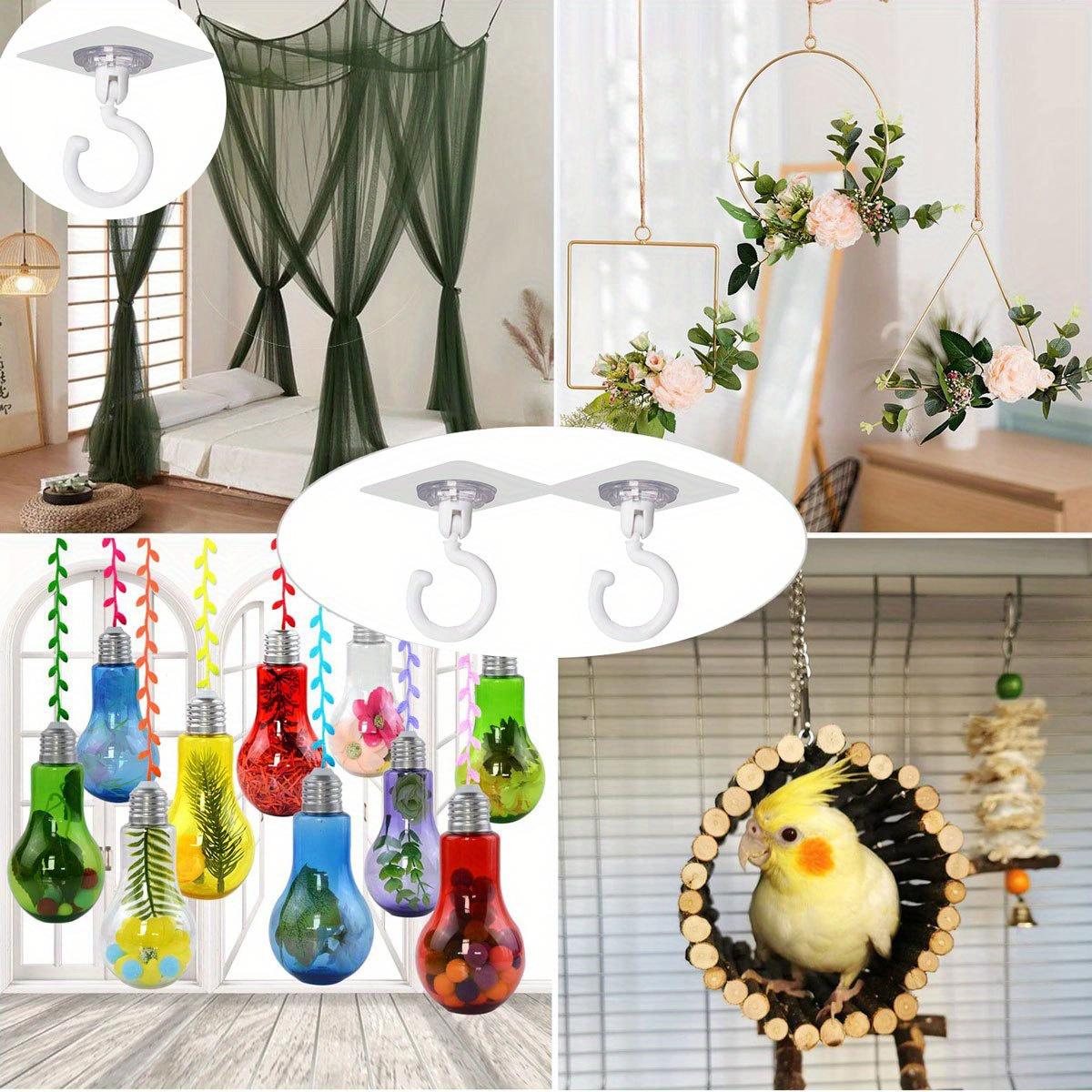 10 self-adhesive ceiling hook sets, designed specifically for hanging, rotatable, no drilling required. Very suitable for hanging plants, lanterns, wind chimes, and other holiday decorations, multifunctional hooks, Hanging Plant Hanger
