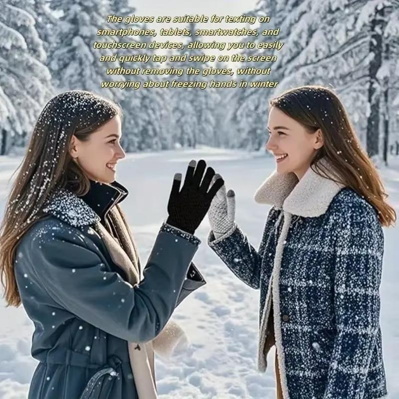 1 Pair of Touchscreen Thermal Gloves, Suitable for Winter Outdoor Skiing, Cycling and Other Scenarios, Fleece - Lined for Cold Protection and Touchscreen Compatible