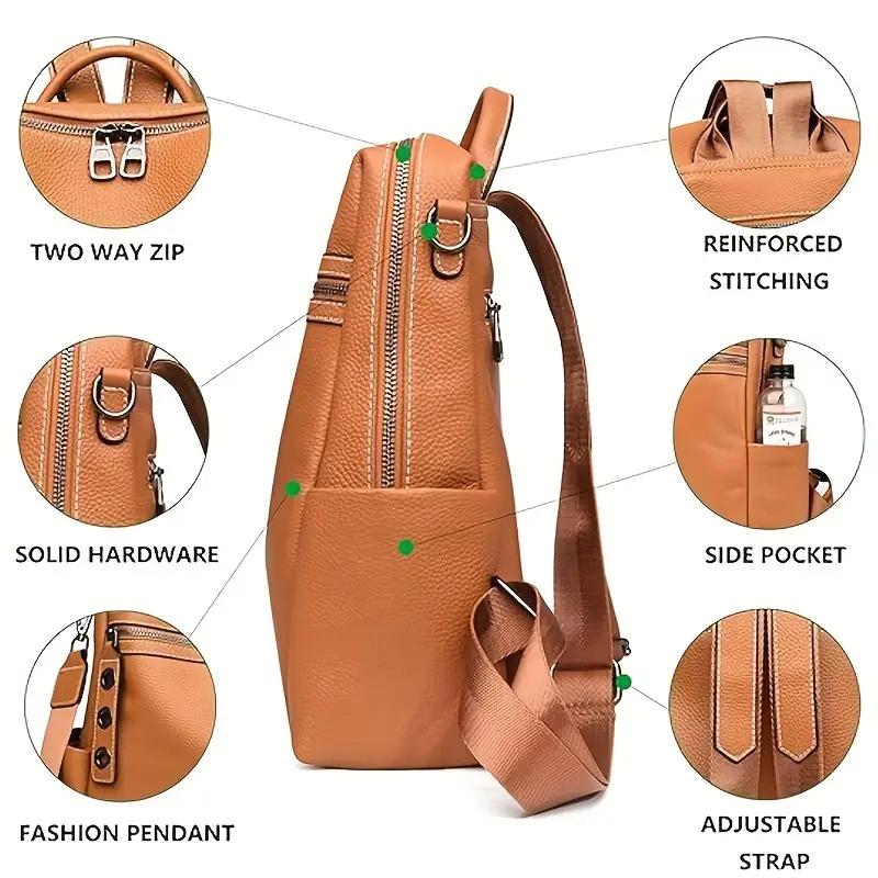 【Local Delivery】Maxoner  Premium Genuine Leather Backpack Purse - Versatile Convertible Design for Women, Timeless Fashion Shoulder Handbag, Travel Bag, Satchel Sling Anti Theft Luxury Waterproof Accessory Soft Durable Converter