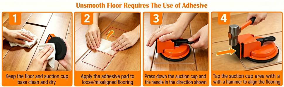 Gap Fixer Tool, Laminate & Vinyl Plank Flooring Repair Kit| Duty Gap Fixer with Suction Cup, Includes Sticky and Pads to Pull Planks and Fix Gaps