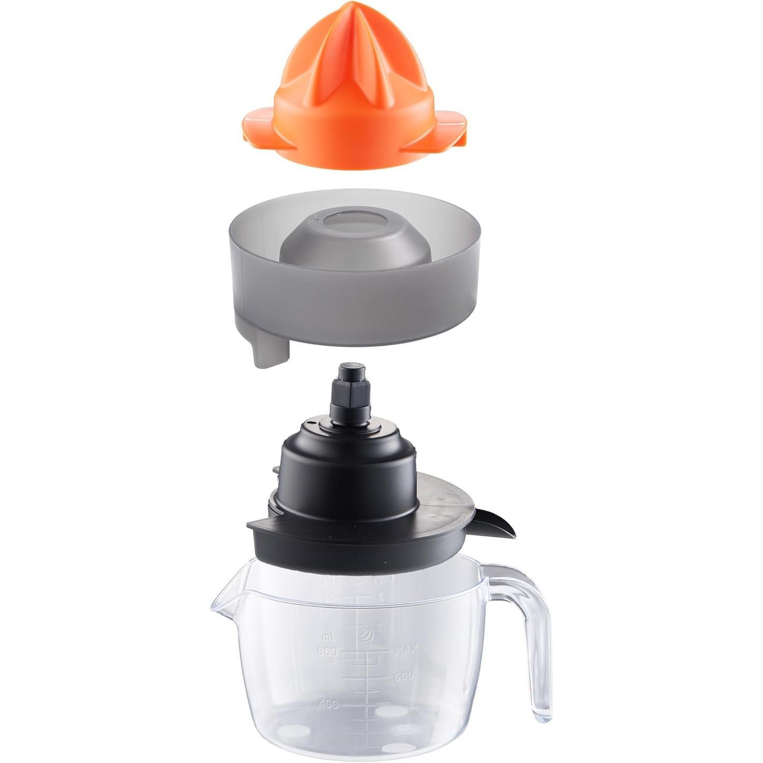 Electric Citrus Juicer - 3 Cup (24 oz) Orange Juicer with Seed Filter, Auto-Reverse, Compact Design - Easy Press Citrus Juicer for Oranges, Lemons, Limes -  - Black and orange