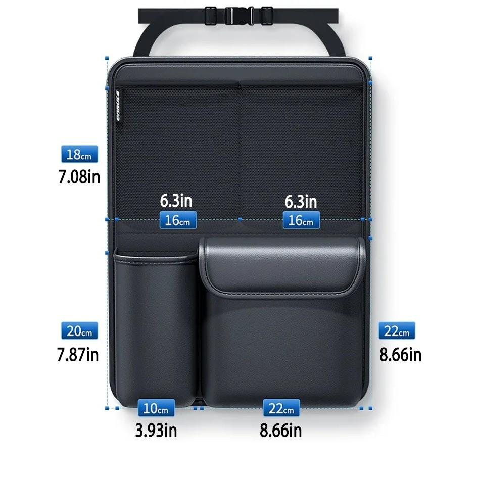 Kcimo Foldable PU Leather Car Trunk Organizer Bag, Multi-Functional Tool Storage Holder, Suv Rear Seat Hanging Design, Car Trunk Organiser
