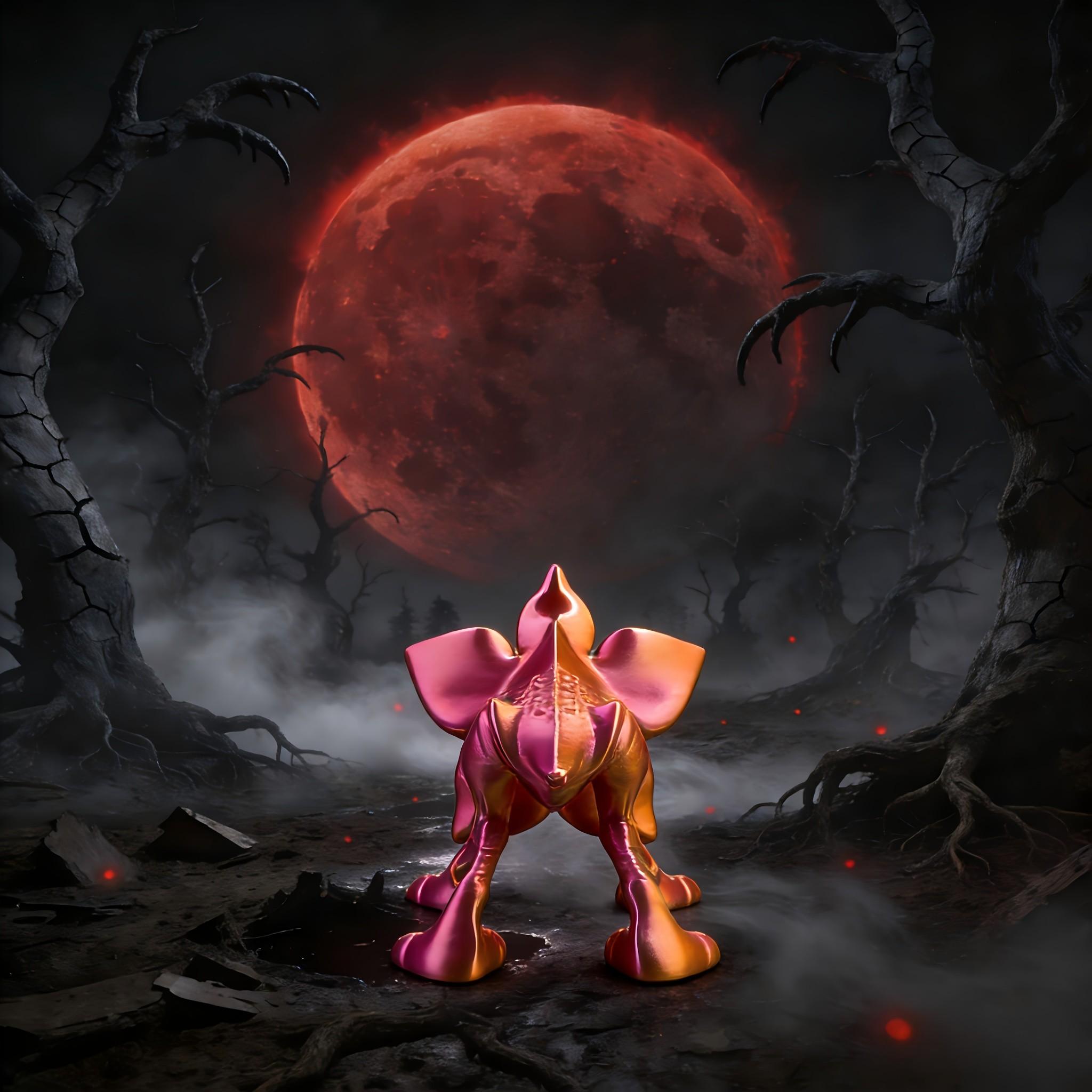 Gothic Style Gradient Flower Monster Figurine, Collectible Handmade Decorative Ornament, Unique Gothic Home Desk Decoration