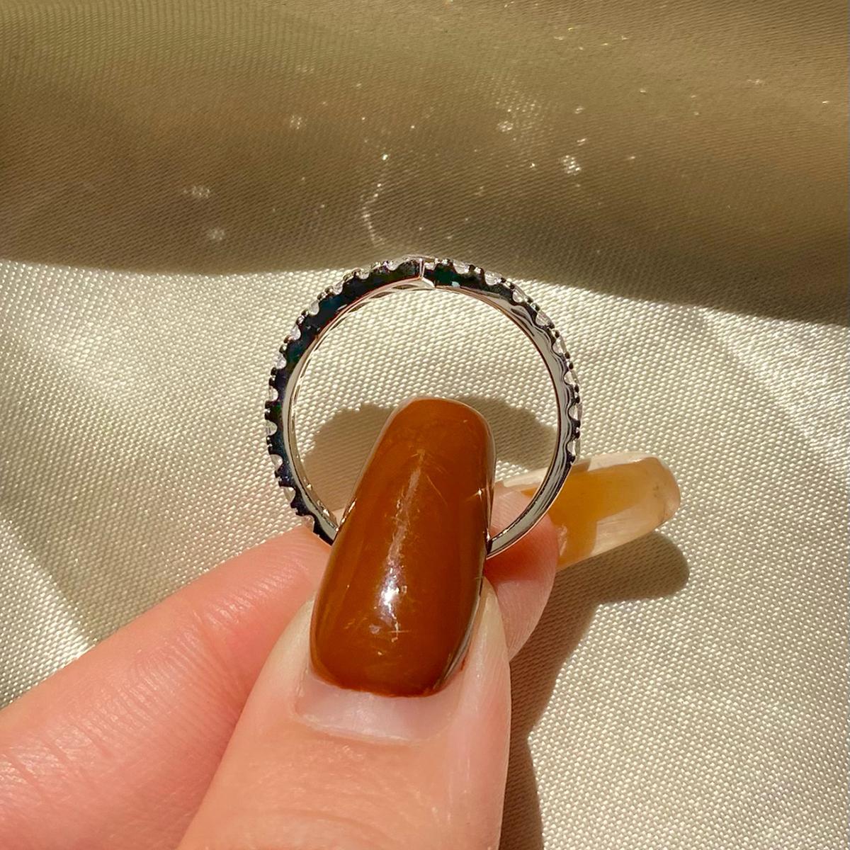 Esberry Small zircon asymmetrical cross-row ring Original 925 Sterling Silver Engagement Ring