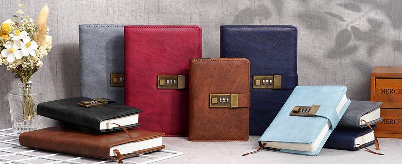 WEMATE Journal with Lock (6.3*4.3 inch), Diary with Lock, Password Notebook, A6 PU Leather Cover 240 Pages, Gifts for Boys Girls Students, Gift ldeas, Keep Your Secrets Safe.