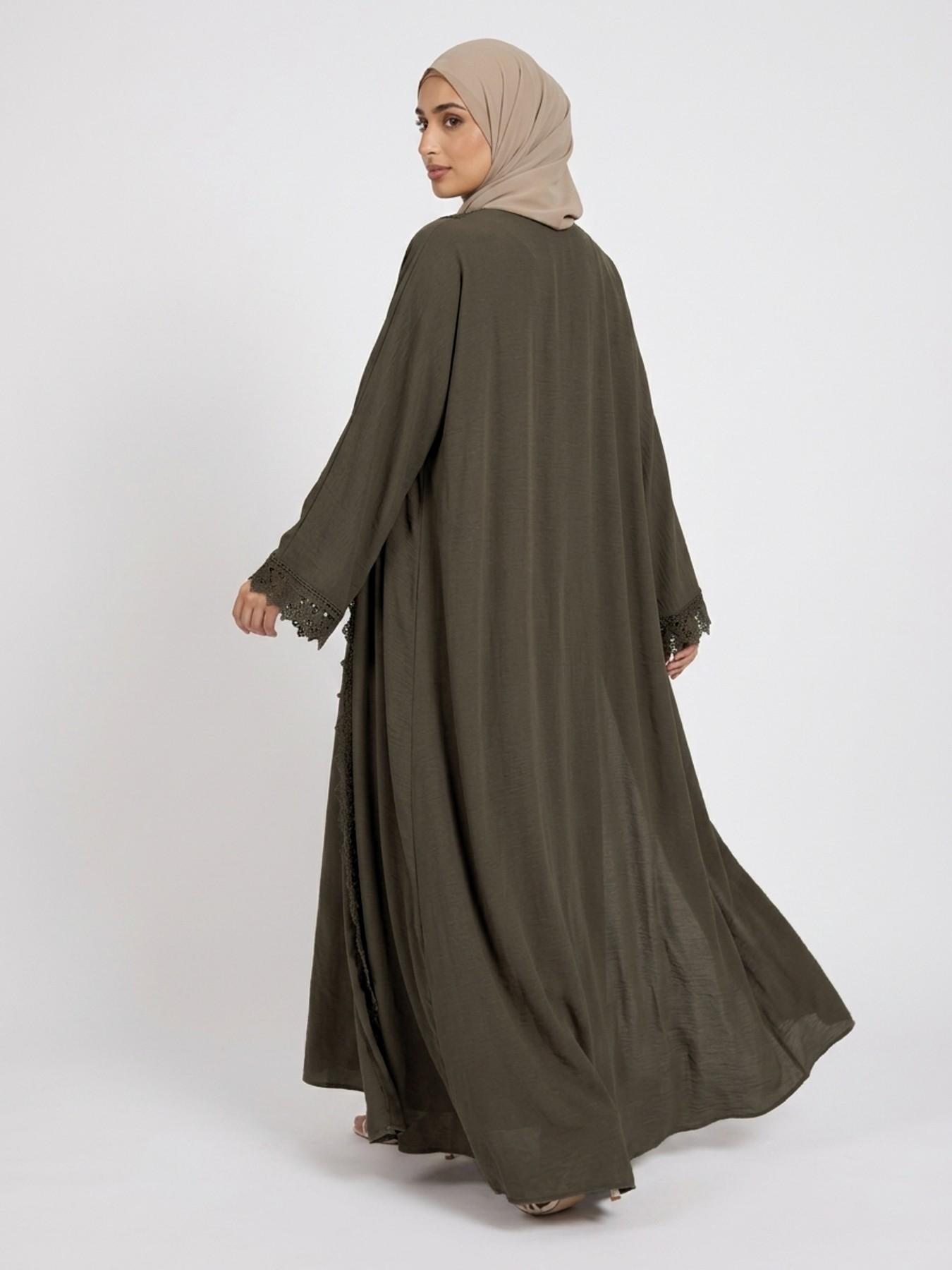 Women's Elegant Traditional Two-Piece Set, Tie Front Abaya & Pocket Tank Dress, Elegant Islamic Clothing, Muslim Clothing, Modesty Wear, Modest Muslim Outfits, Islamic Modesty Clothes, For Muslim