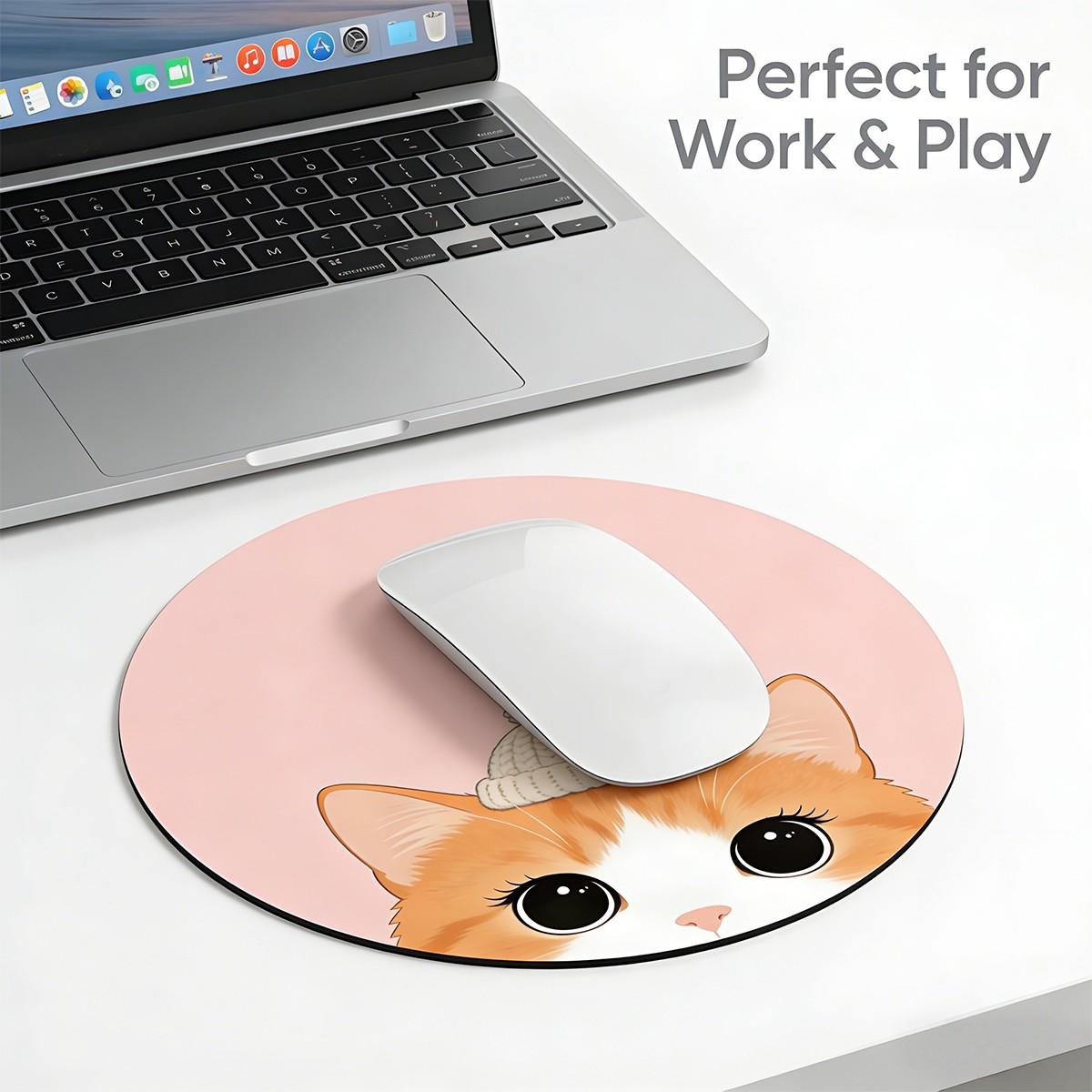 Fashionable Round Mouse Pad, Non-Slip Rubber Base, Small Desktop Mat for PC/laptop, Gaming/mouse Pad, Office Use, Gift for Women - 7.87 Inches