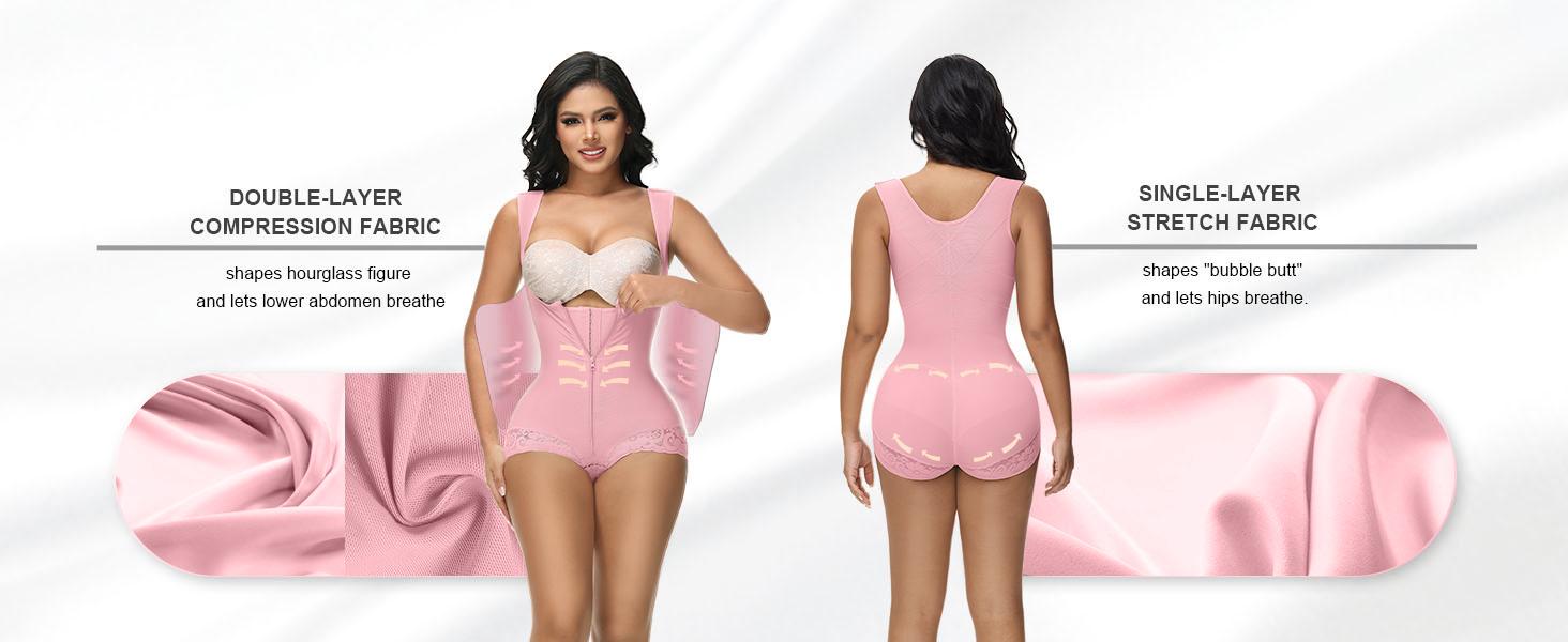 JOSHINE SHAPER Fajas Moldeadoras Shapewear Tummy Control Full Body Shaper Post Surgery Compression Garment with Invisible Zipper & Adjustable Hooks for Women Soft Adjustable Bodysuit Clothes Lace Valentine's Day Gifts