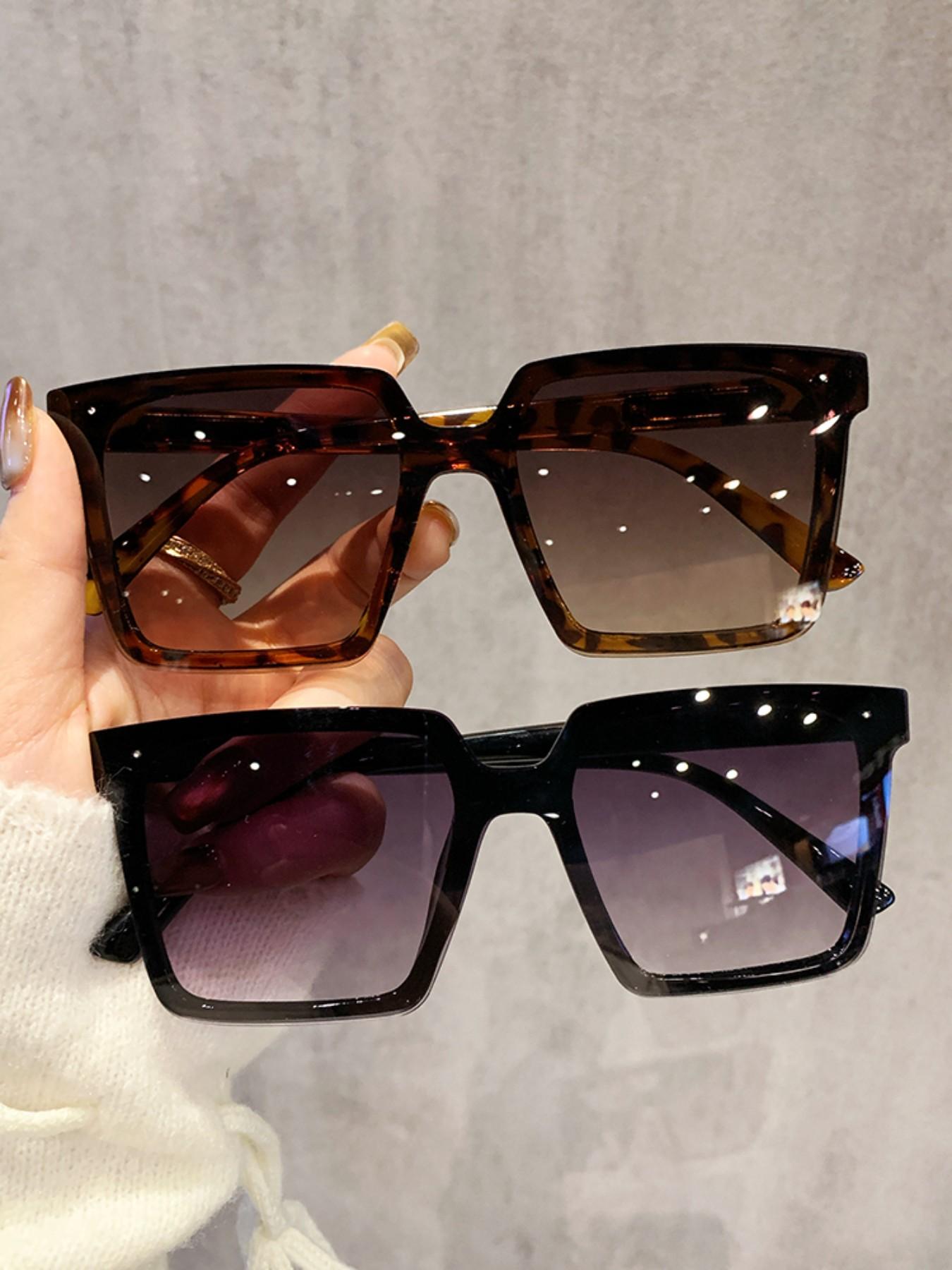 2 Pcs Square Frame Men's Sunglasses, Large Frame Glasses, Fashionable and Comfortable, Ideal for Outdoor Activities, Gifts, Photography Props