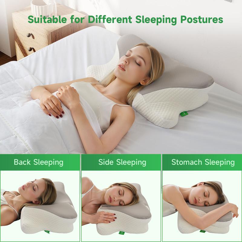 VIZIM Ergonomic Infinity Pillow Memory Foam Pillow with Dual Height Neck Support, Cooling Breathable Cover, Certified Orthopedic Pillow for Side & Back Sleepers