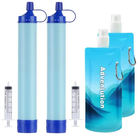 4 or 2 Large Capacity Emergency Water Straw, Portable Survival Filter, Lightweight Reusable Design, Ideal for Camping Hiking Travel Biking Outdoor Adventures, Water Bladder Bag, Emergency Water Filter Straws, Hiking Essentials, Camping Supplies