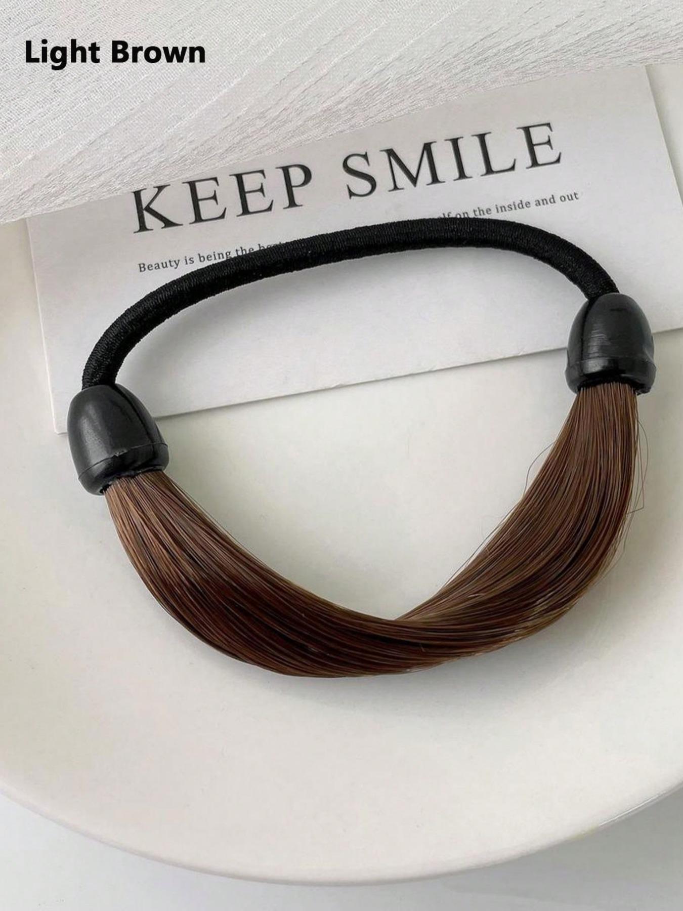 Wig Elastic Hair Ties，Simulation Hair Extensions and Braided Hair Accessories，High Elasticity Women's Wig, Hair Loop, Hair Tie, Rubber Band, Red Headband, Simple Imitation Silky Invisible Headwear, Net， Invisible Hair Band for Ponytail,