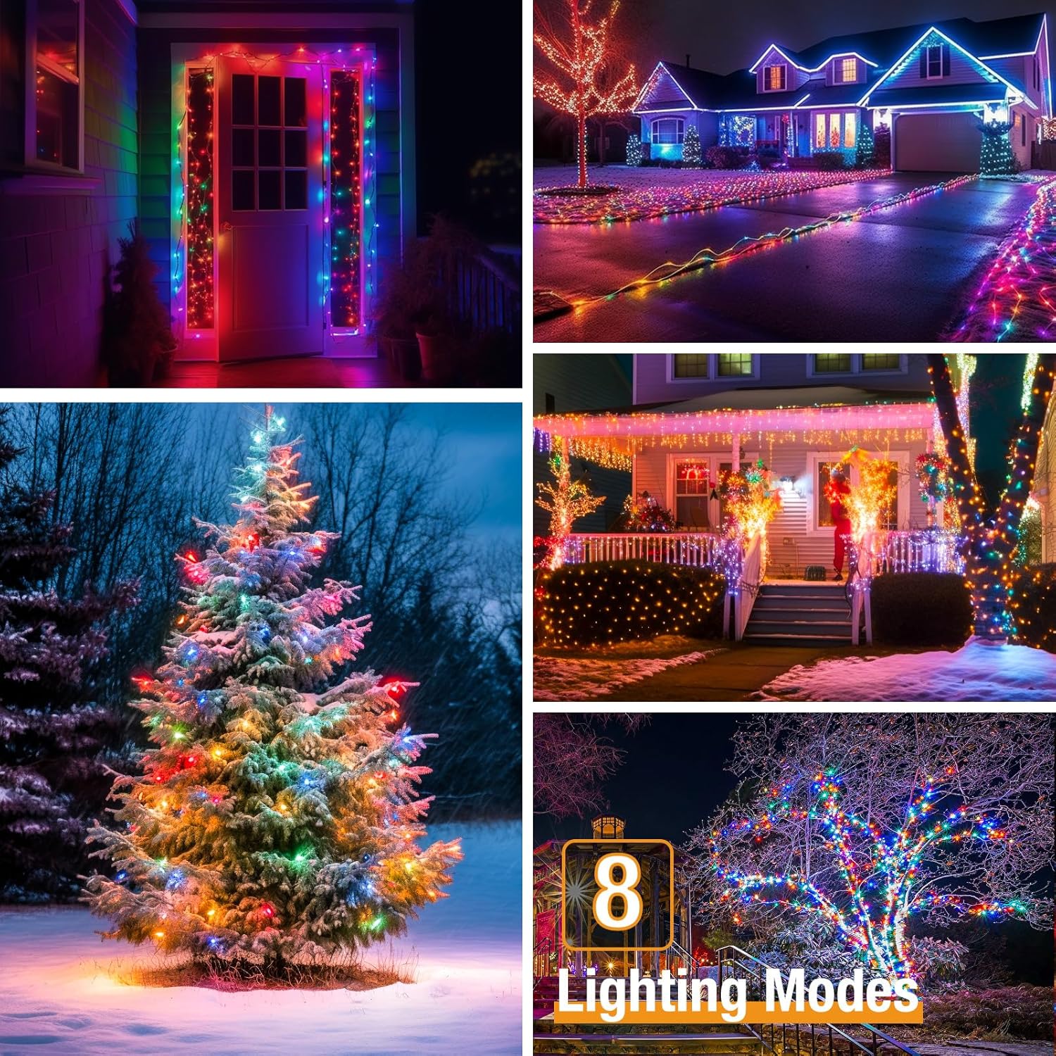 2 Pack Solar Copper String Lights Outdoor, Waterproof,8 Modes Fairy Lights for Garden, Patio, Party, Yard, Christmas （Multicolored）