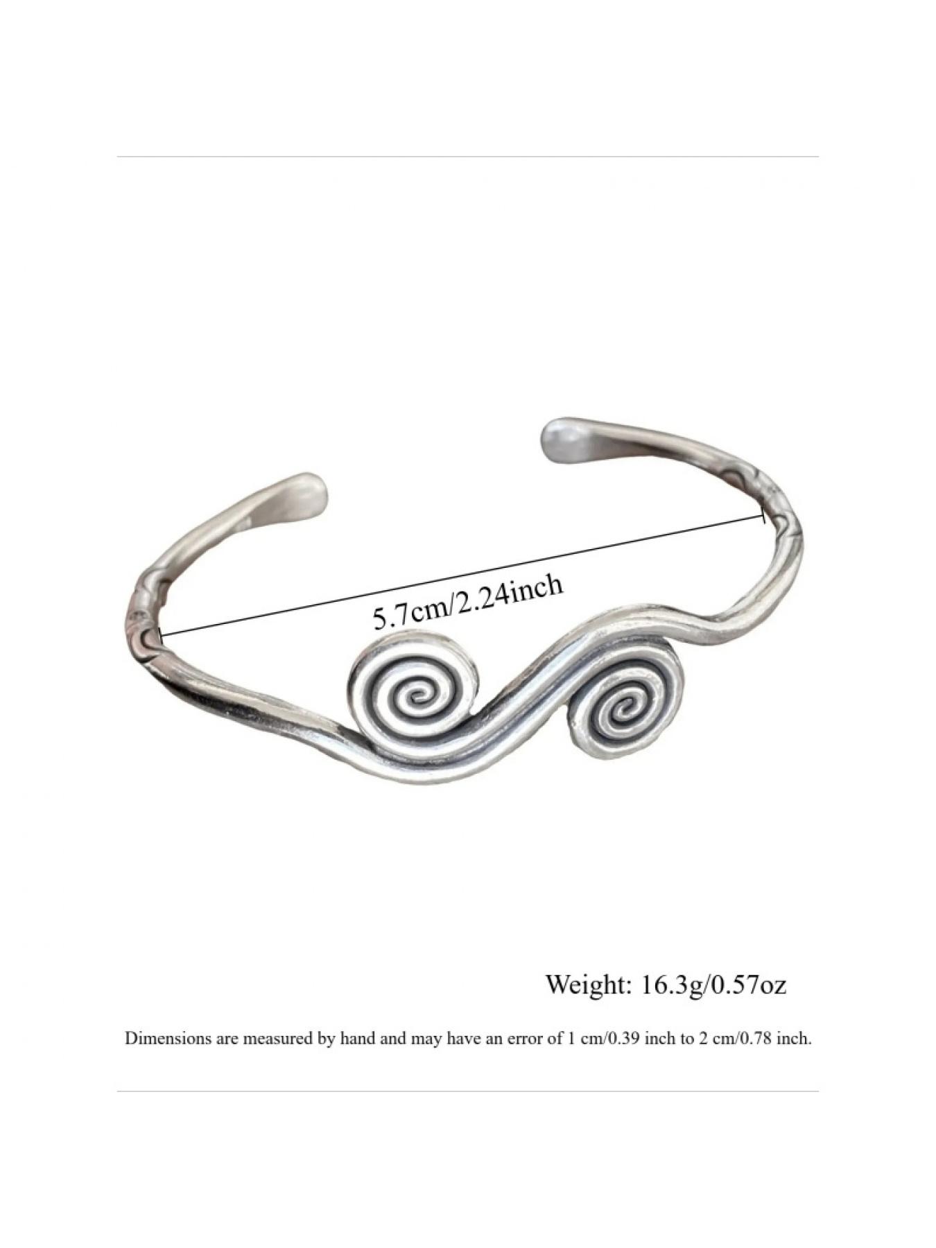 Bohemian Spiral Adjustable Cuff Bangle, Vintage Unisex Bracelet, Retro Old Look Fashion Accessory, Unique & Stylish for Daily Wear