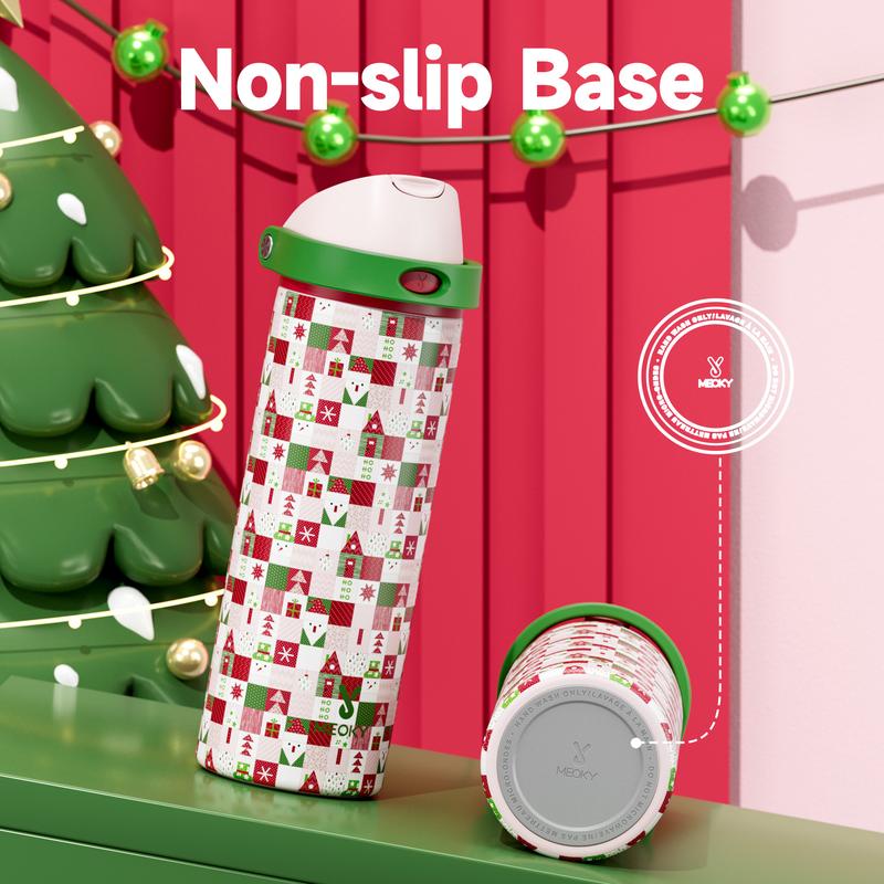 MEOKY 24/32/40oz Insulated Water Bottle, Hot Water Mug,2-in-1 Straw & Spout Lid, Leak-Proof, Non-Slip Base, BPA-Free,Perfect Gift for Travel, School, Office