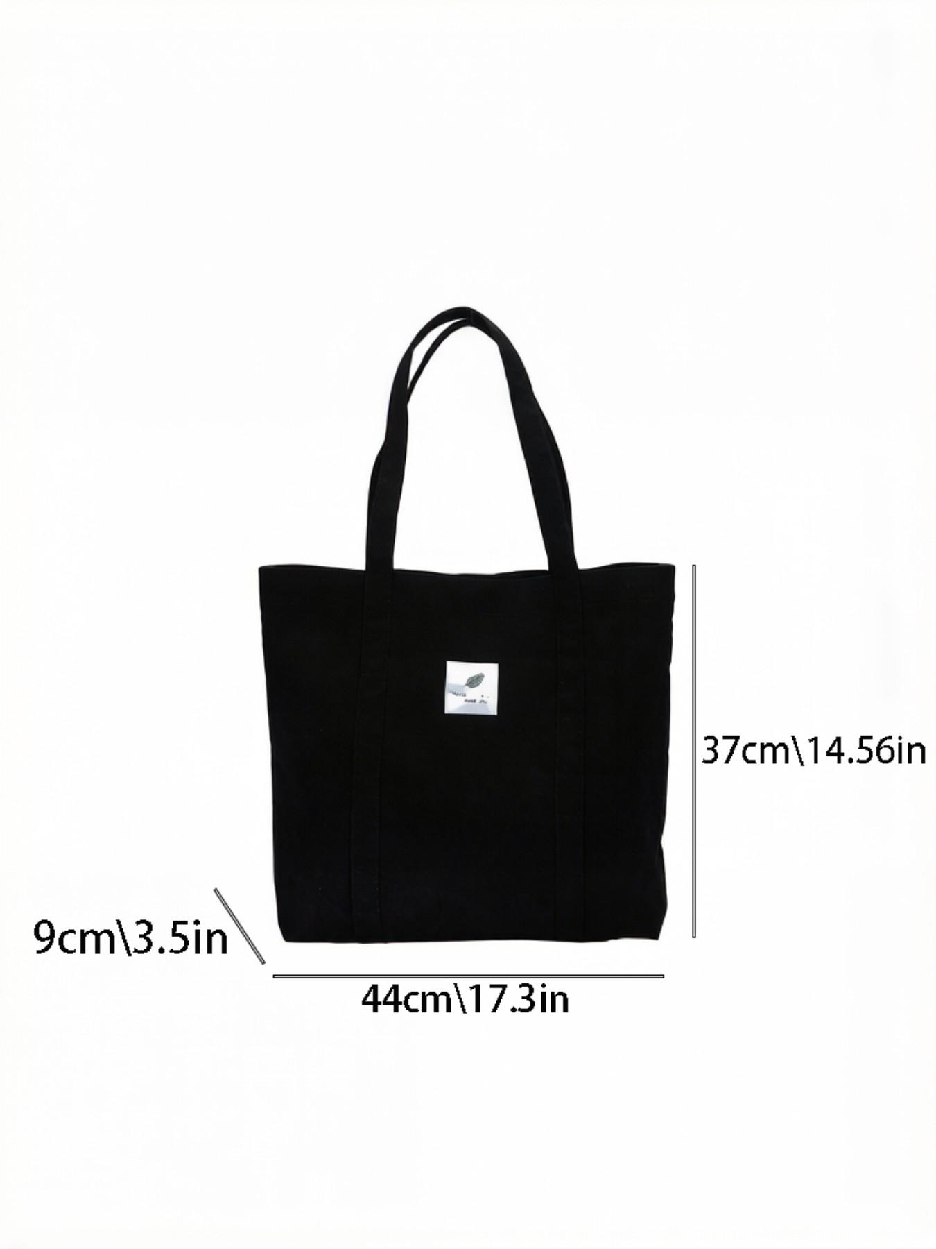1 Piece Simple Fashionable Canvas Tote Bag, Casual Letter Leaf Print Shopping Shoulder Bag for Ladies Students