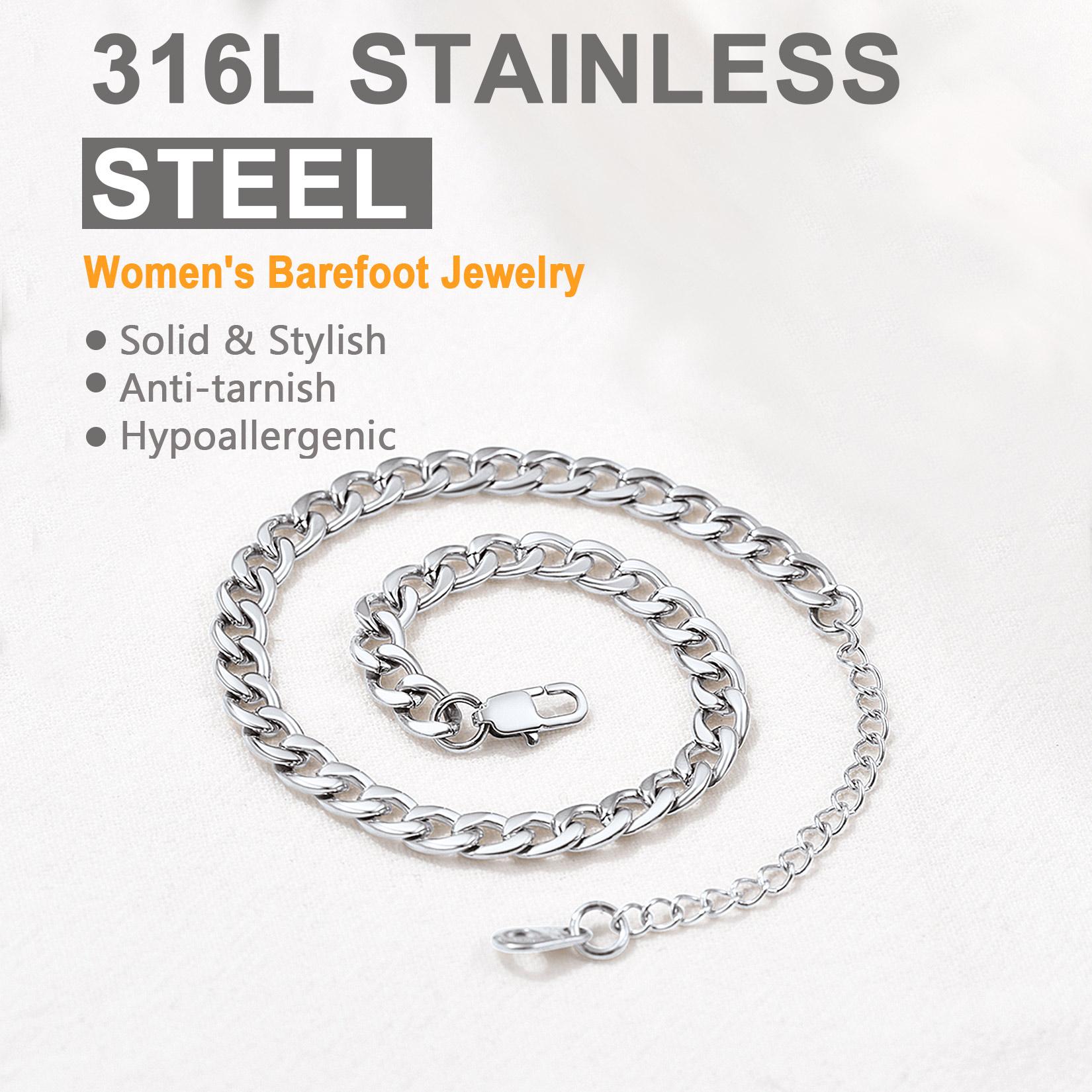 U7 Women Girls Barefoot Jewelry Cuban Chain Anklets Foot Chain Flexible Fit Ankle Bracelet Cuban/Rope/Figaro/Twist Chain Summer Beach Jewelry U7 Women Girls Barefoot Jewelry Cuban Chain Anklets Foot Chain Flexible Fit Ankle Bracelet Cuban/Rope/Figaro/Twist Chain Summer Beach Jewelry