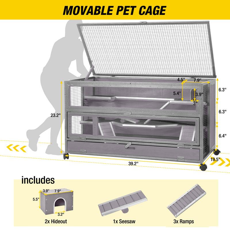 Aivituvin-AIR26 Hamster Cage | Guinea Pig Cage with Iron Frame (Inner Space 11ft²)