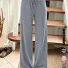 Women's Striped Print Tie Front Wide Leg Pants, Casual Comfy Loose Drop Waist Trousers for Summer, Fashion Women's Bottoms for Daily Wear