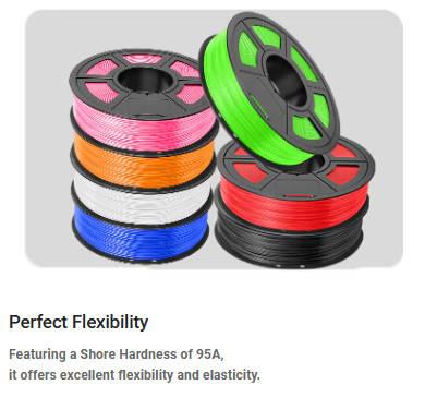 SUNLU TPU 3D Printer Filament 1.75mm, 90A/95A TPU Filament, 1KG Flexible 3D Filament for Fast Printing, Dimensional Accuracy +/- 0.03mm, Suitable for Most FDM 3D Printers.