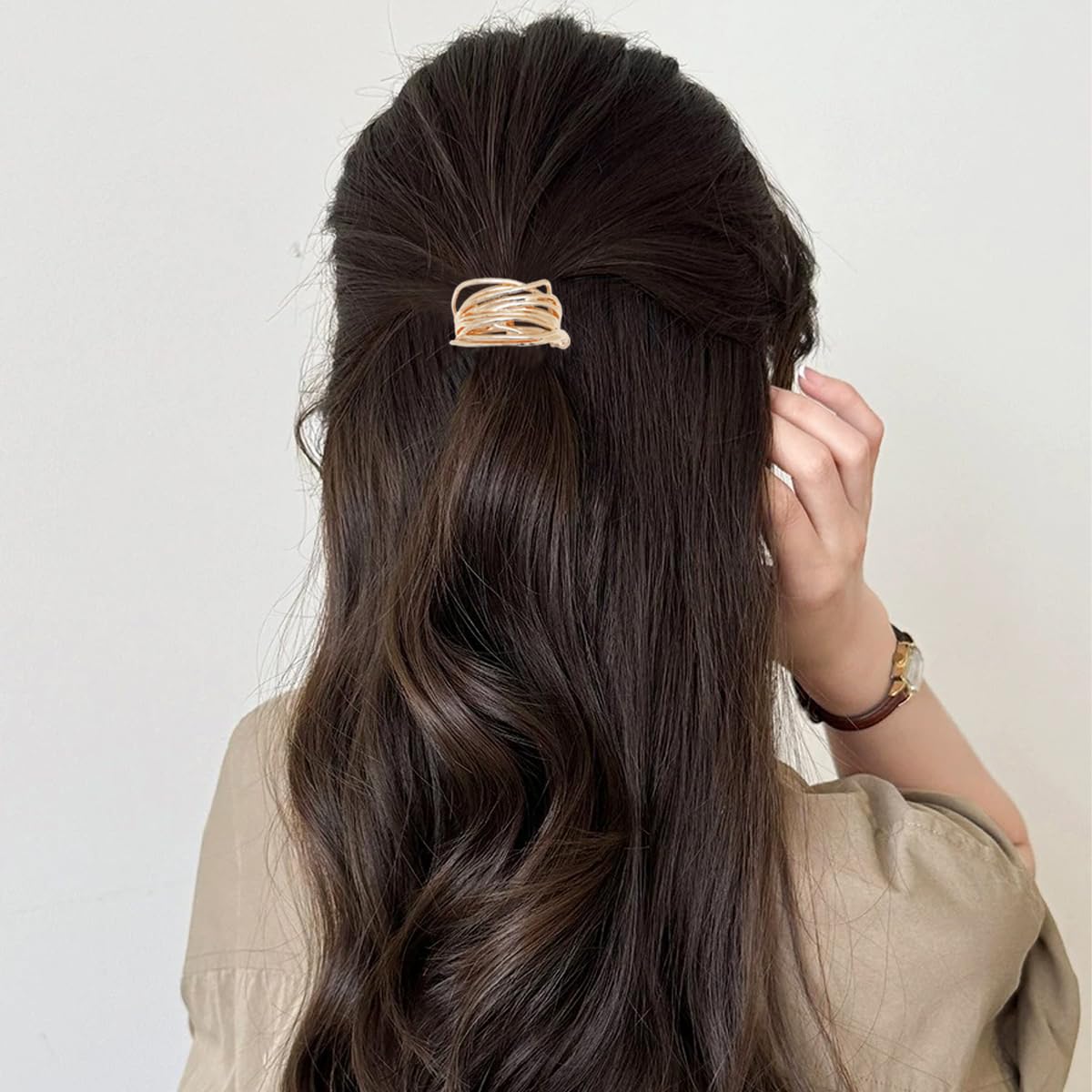 3 Pcs Metal Ponytail Holder Hair Clips Gold High Ponytail Buckle Hair Cuff Silver Ponytail Cuff for Long Hair Women Girls Hair Buckles Decorative Barrettes French Strong Hold Hair Jaw Clip Accessories