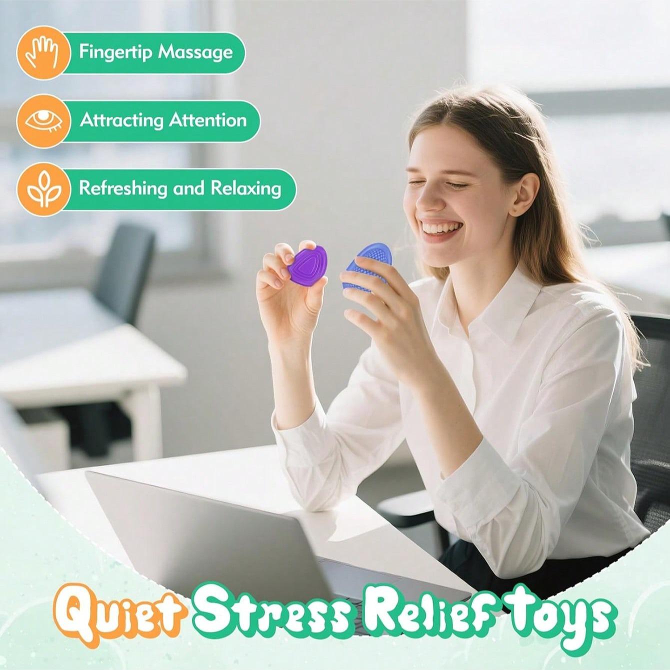 6/12 Sensory Stones, Silicone Texture Stress Relief Rocks, Soft Portable Anxiety Relief Toys for Autism Adhd, Easter Basket Filler