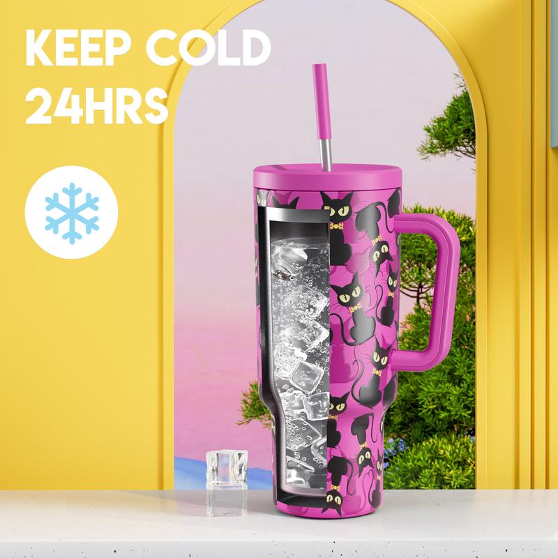 Meoky 40oz Tumbler,Stainless Steel Thermos Cup,Hot Water Mug,Keeps Drinks Hot&Cold,Food Safe,Non-Slip Base,Easy-Clean,Fits Car Cup Holders,Festive Gift