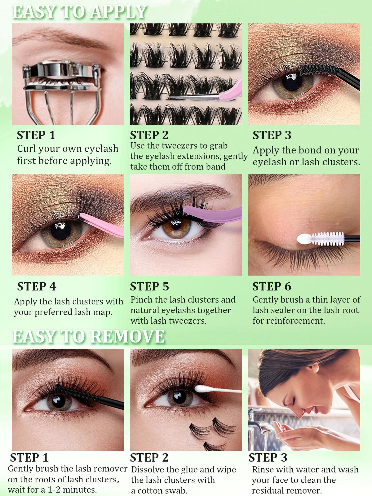 4 Nature Styles Lash Clusters Kit, Cat/ Deer/ Fairy/ Rabbit Eyelash Clusters Extensions with Everything You Need for Beginners and Proficient, DIY at Home Easily