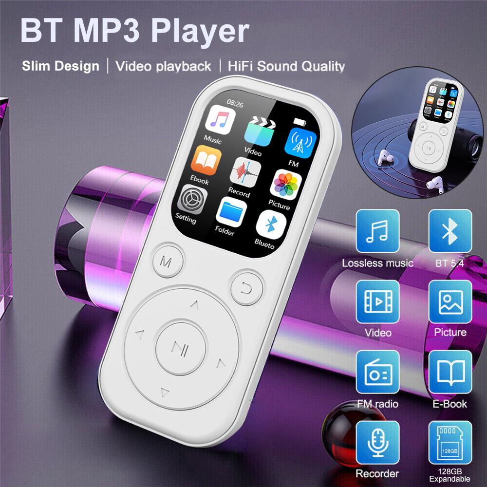 Chargeable Bluetooth MP3-MP4 Audio Player, 5.4 Bluetooth Version, Type-C Port for Fast Charging, Expandable Memory Card Support, FM Recording, E-Book Function