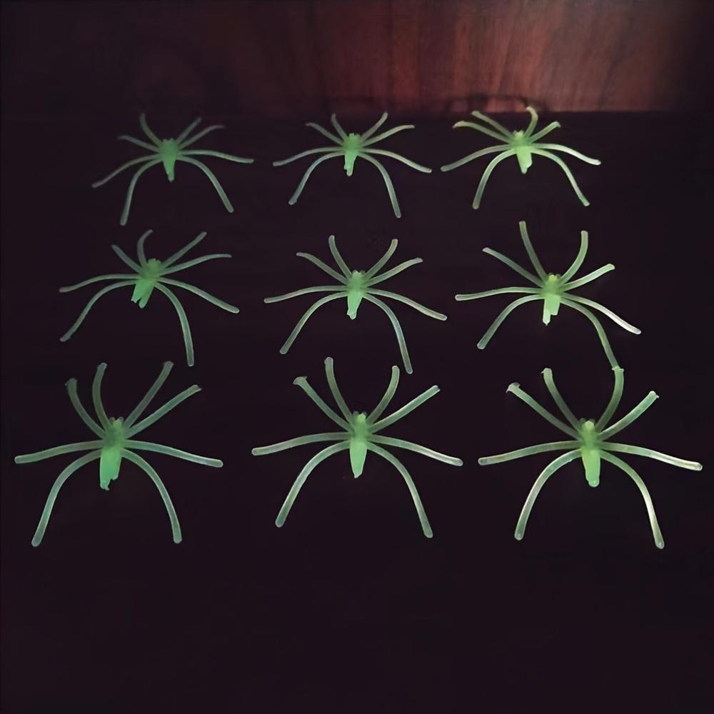 Glow-In-The-Dark Spider Webs with 10 Fake Spiders, Super Elastic Polyester Halloween Decor, Reusable Nighttime Glow Effect, No Power Needed