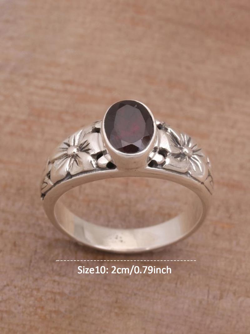 Bohemian Ethnic Carved Zircon Ring, Vintage Aged Look, Elegant Party Holiday Design, Versatile Women's Jewelry