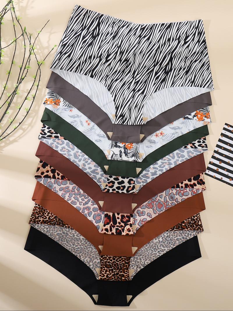 【Plus Size】 Women's Leopard Print Panty, Breathable Comfortable Seamless Knicker for Daily Wear, Casual Breathable Knicker, Women's Underwear for All Seasons