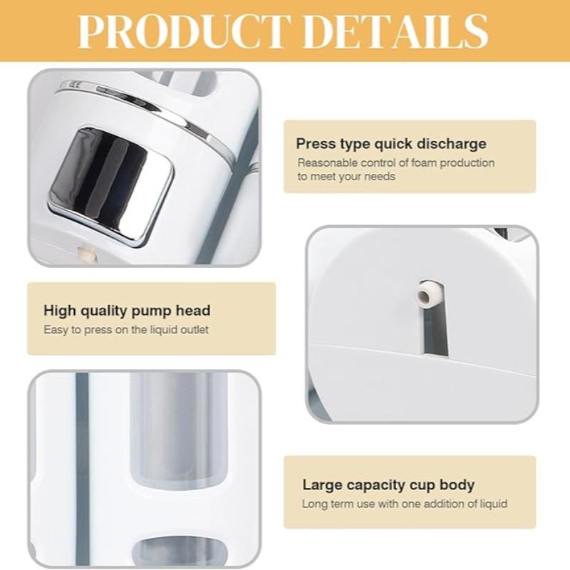 Wall Mounted Shampoo & Conditioner Dispenser Set, No Drill Installation, 400ML Liquid Soap Shower Pump, Bathroom Organizer