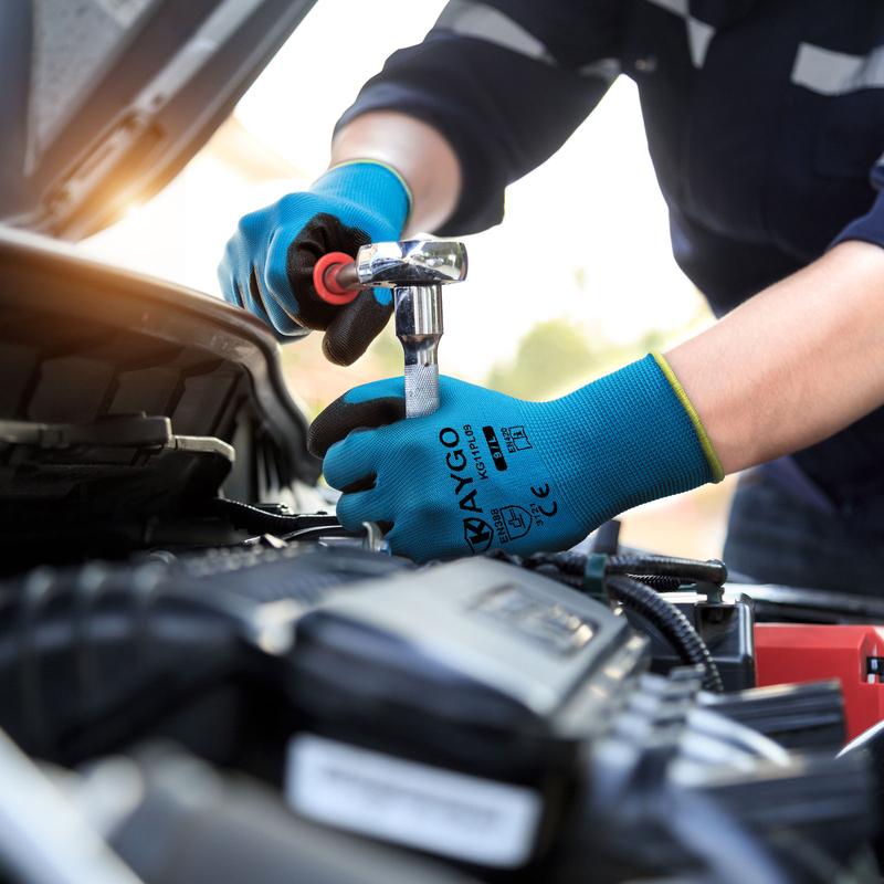 KAYGO Safety Work Gloves PU Coated-12 Pairs, KG11P, Seamless Knit Glove with Polyurethane Coated Smooth Grip on Palm&Fingers, for Men and Women, Ideal for General Duty Work KAYGO Safety Work Gloves PU Coated-12 Pairs, KG11P, Seamless Knit Glove with Polyurethane Coated Smooth Grip on Palm&Fingers, for Men and Women, Ideal for General Duty Work