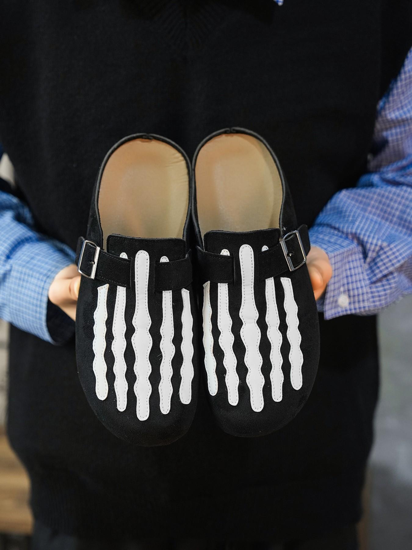 Men's Gothic Skull Sandals, Comfortable Soft Sole, Non-Slip Fashion Sports Shoes, Suitable for Spring Summer Indoor Outdoor Activities