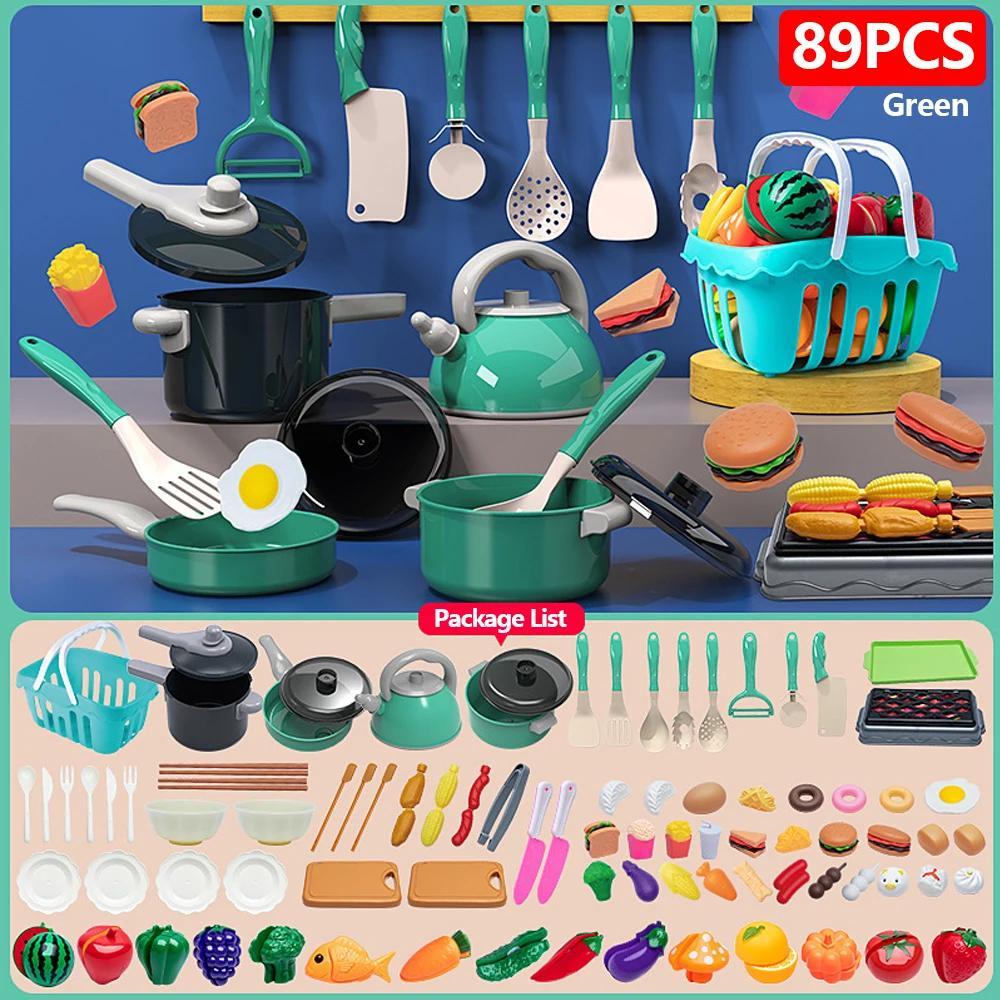 69-Piece Toddler Kitchen Pretend Playset with Pots, Pans, Utensils & Play Food, Play Kitchen Accessories for Ages 3+, Ideal for Classroom, Holiday & Birthday Gifts, 3 - 4 Years